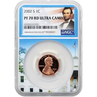 2002 S Proof Lincoln Cent NGC PF70 UC RD White House Core Portrait Label