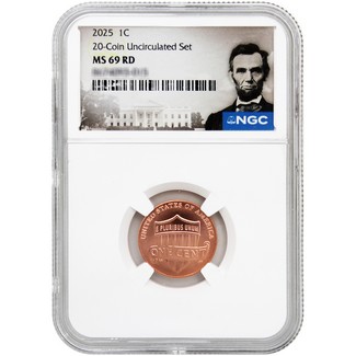 2025 Lincoln Cent NGC MS69 RD from the 20-Coin Uncirculated Set Portrait Label