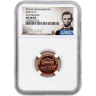 2022 D Lincoln Cent NGC MS68 RD ER from 20-Coin Uncirculated Set Portrait Label