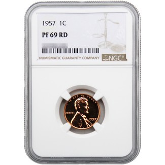 1957 Proof Lincoln Cent NGC PF69 RD