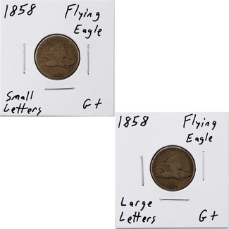 1858 Flying Eagle Cent Variety Duo