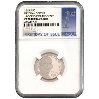 2015 S Proof Jefferson Nickel NGC PF70 1st Day of Issue