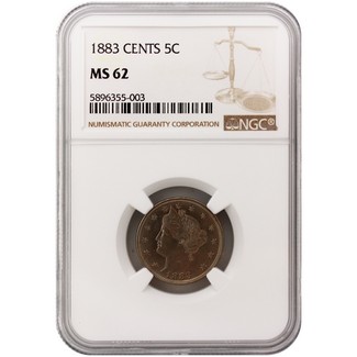 1883 with Cents Liberty Head 'V' Nickel NGC MS62