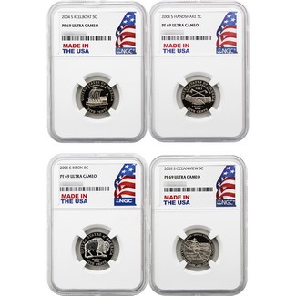 2004-2005 S Proof Jefferson Nickel Set NGC PF69 UC Made in the USA Holder 4pc