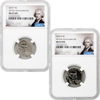 2025 P&D Jefferson Nickel NGC MS67 6FS from 20-Coin Uncirculated Set Portrait Label