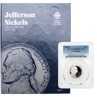 1938-1961 Jefferson Nickel Set Circulated Condition in Album + Bonus 2026 S Proof Jefferson Nickel PCGS PR69 DCAM Blue Label