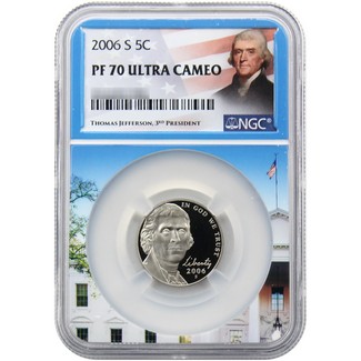 2006 S Proof Jefferson Nickel NGC PF70 UC White House Core Portrait Label