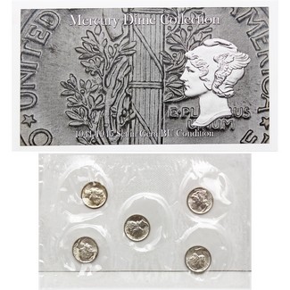 1941 - 1945 BU Mercury Dime Date Set (5 coins)
