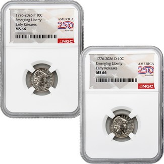 2026 P&D Semiquincentennial Emerging Liberty Dime NGC MS66 ER America 250 Label