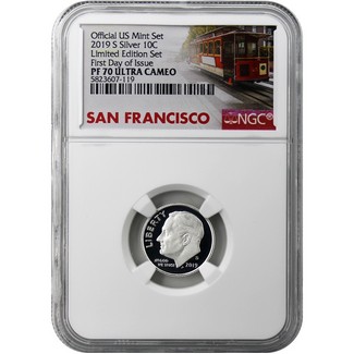 2019 S 'Limited Edition Set' Roosevelt Dime NGC PF70 Ultra Cameo First Day Issue Cable Car Label