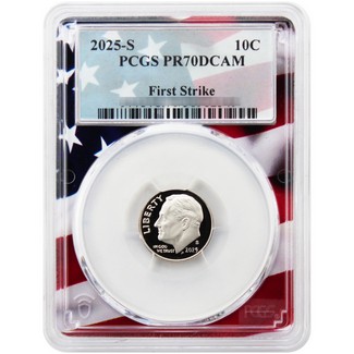 2025 S Clad Proof Roosevelt Dime PCGS PR70 DCAM FS Flag Picture Frame