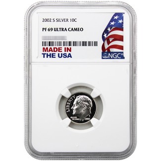 2002 S Silver Proof Roosevelt Dime NGC PF69 UC Made in the USA Holder