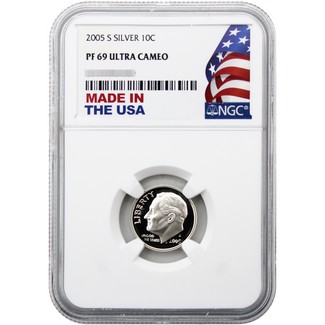 2005 S Silver Proof Roosevelt Dime NGC PF69 UC Made in the USA Holder
