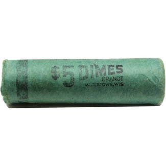 1953 S Roosevelt Dimes BU in Original Bank Wrapped Roll (50 Total Coins)