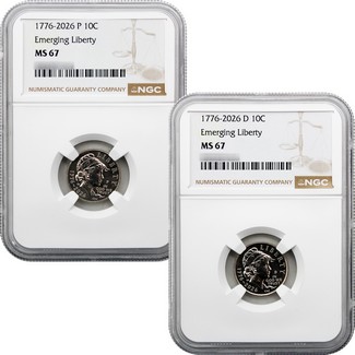2026 P&D Semiquincentennial Emerging Liberty Dime NGC MS67 Brown Label