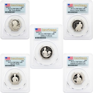 2025 S Clad Proof  Quarter Set PCGS PR70 DCAM FS Flag Label 5pc