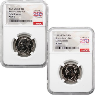 2026 P&D Semiquincentennial Quarter Revolutionary War Set NGC MS66 ER America 250 Label