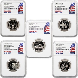 2000 S Clad Proof Quarter Set NGC PF69 UC Made in the USA Holder 5pc
