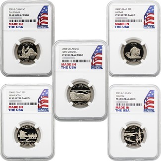 2005 S Clad Proof Quarter Set NGC PF69 UC Made in the USA Holder 5pc