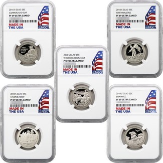 2016 S Clad Proof Quarter Set NGC PF69 UC Made in the USA Holder 5pc