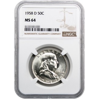 1958-D Franklin Half Dollar NGC MS-64