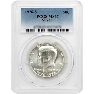 1976 S Silver Kennedy Half Dollar PCGS MS67 Blue Label