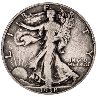 1938 D Walking Liberty Half Dollar in Average Circulated Condition