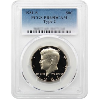 1981 S Proof Kennedy Half Dollar PCGS PR69 DCAM Type II