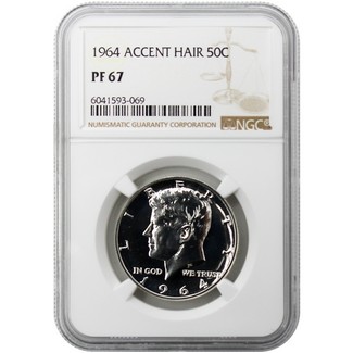 1964 Accented Hair Kennedy Half Dollar NGC PF67 Brown Label
