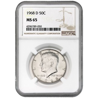 1968 D 40% Silver Kennedy Half Dollar NGC MS65