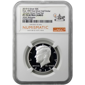 2019 S First .999 Silver Kennedy Half Dollar NGC PF70 Ultra Cameo ANA Releases ANA Label
