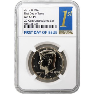 2019 D Kennedy Half Dollar (FROM 20 COIN UNC SET) NGC MS68 PL FDI 1st Label