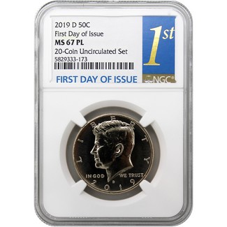 2019 D Kennedy Half Dollar (FROM 20 COIN UNC SET) NGC MS67 PL FDI 1st Label