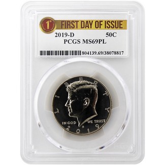 2019 D Kennedy Half Dollar (FROM 20 COIN UNC SET) PCGS MS69 PL FDI 1st Label (POP=6)