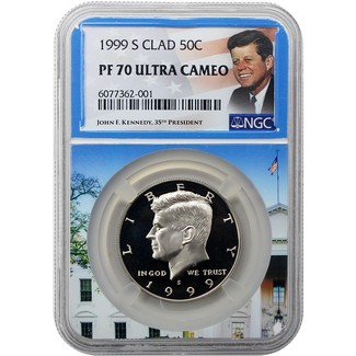 1999 S Clad Proof Kennedy Half Dollar NGC PF70  UC Portrait White House Core Portrait Label