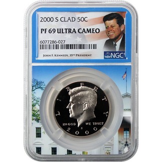 2000 S Clad Kennedy Half Dollar NGC PF69 Ultra Cameo Portrait Label/White House Core