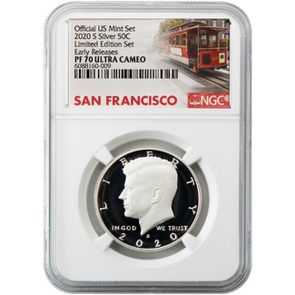 2020 S 'Limited Edition Set' Kennedy Half NGC PF70 Ultra Cameo Early Releases Cable Car Label