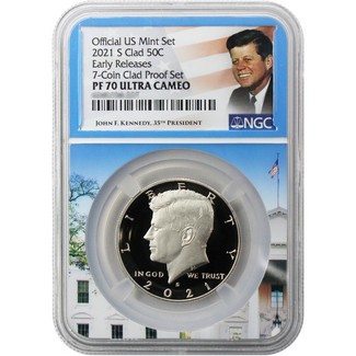 2021 S Clad Proof Kennedy Half Dollar from 7-Coin Clad Proof Set NGC PF70 UC ER Whitehouse Core
