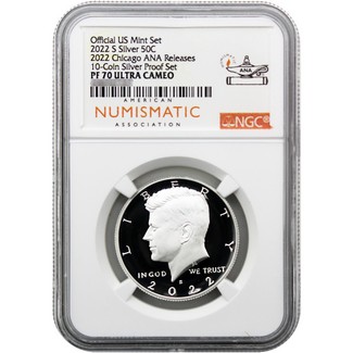 2022 S Silver Kennedy half Dollar NGC PF70 Ultra Cameo 2022 ANA Releases ANA Label