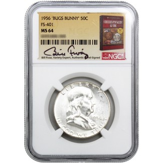1956 'Bugs Bunny' Franklin Half Dollar NGC MS64 Bill Fivaz Signed Cherrypickers' Guide Label