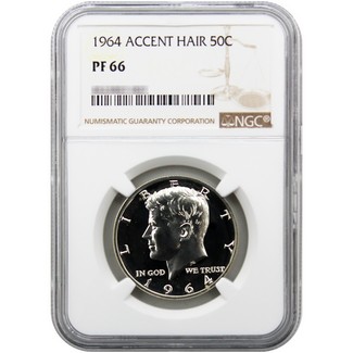 1964 'Accented Hair' Kennedy Half Dollar NGC PF66 Cameo