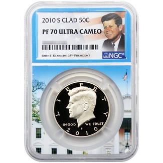 2010 S Clad Proof Kennedy Half Dollar NGC PF70 UC White House Core Portrait Label