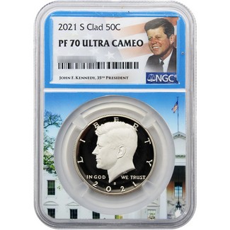 2021 S Clad Proof Kennedy Half Dollar NGC PF70 UC White House Core Portrait Label