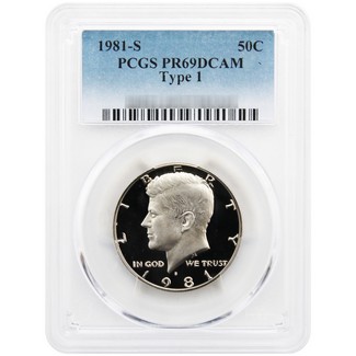 1981 S Proof Type 1 Kennedy Half Dollar PCGS PR69 DCAM