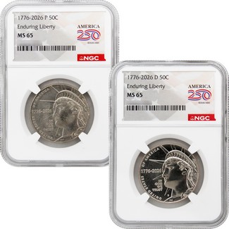 2026 P&D Semiquincentennial Half Dollar Enduring Liberty Set NGC MS65 America 250 Label