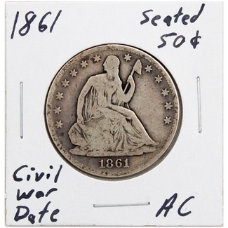 1861 Liberty Seated Half Dollar Average Circulated Condition (Civil War Date)