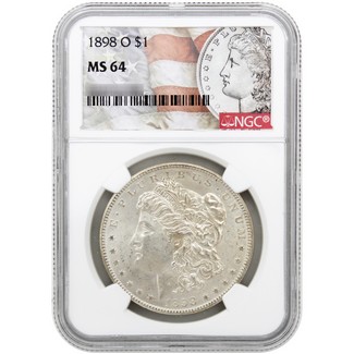 1898 O Morgan Silver Dollar NGC MS64 Morgan/Flag Label