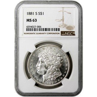 1881 S Morgan Dollar NGC MS63