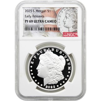 2025 S Proof Morgan Silver Dollar NGC PF69 UC ER Morgan/Flag Label