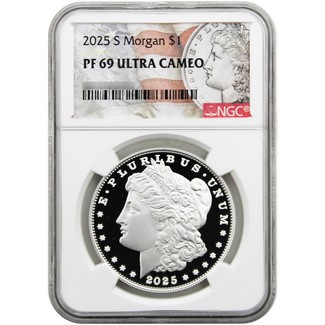 2025 S Proof Morgan Silver Dollar NGC PF69 UC Morgan/Flag Label